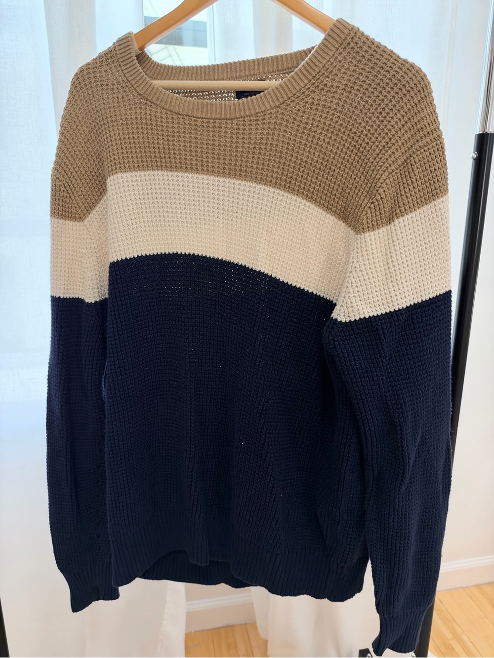 J. Crew Men's Colorblock Knit Sweater - Navy, Cream & Tan